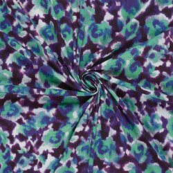 French Terry Digital Leotupfen - violett/türkis