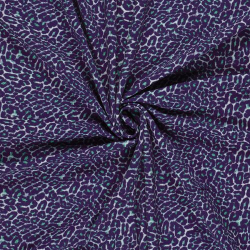 French Terry Digital Leomuster - violett/türkis