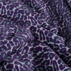 French Terry Digital Leomuster - violett/türkis