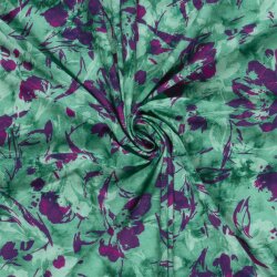 French Terry Digital Blumenschatten - türkis/violett