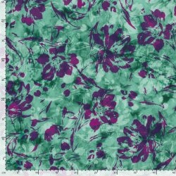 French Terry Digital Blumenschatten - türkis/violett