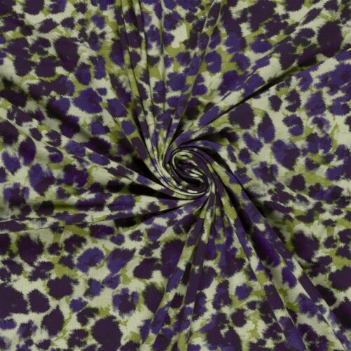 French Terry Digital lila Tupfen - frühlingsgrün