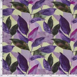 French Terry Digital Blätter - frühlingsgrün