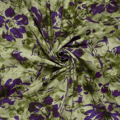 French Terry Digital Blumendruck - grün