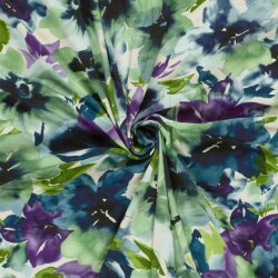 French Terry Digital bunte Blumen - frühlingsgrün