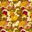 French Terry Digital Retro Blümchen - ocker
