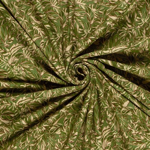 French Terry Digital Blätter - oliv