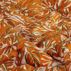 French Terry Digital Blätter - orange