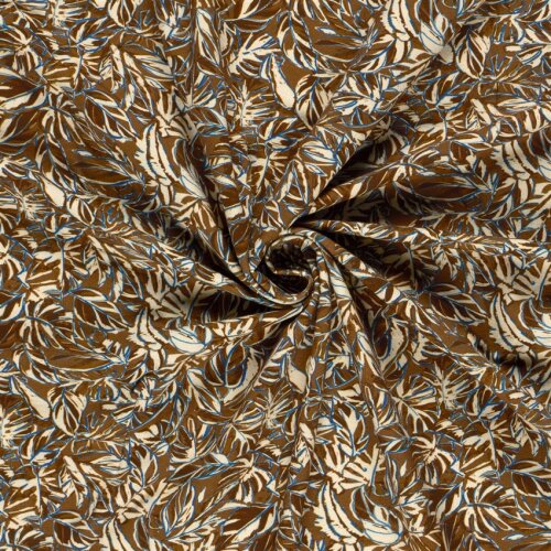 French Terry Digital Blätter - braun