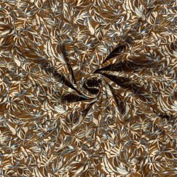 French Terry Digital Blätter - braun