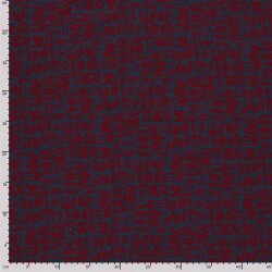 French Terry Digital Abstrakt - dunkelblau/rot