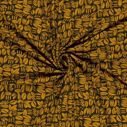 French Terry Digital Abstrakt - schwarz/senf