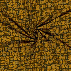 French Terry Digital Abstrakt - schwarz/senf