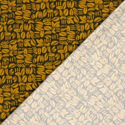 French Terry Digital Abstrakt - schwarz/senf