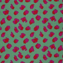 Musselin bunte Leotupfen - smaragdgrün