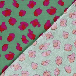 Musselin bunte Leotupfen - smaragdgrün