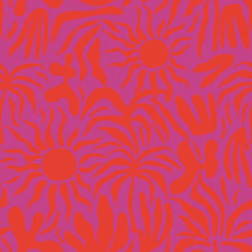 Musselin Sonne & Palmen - pink/koralle