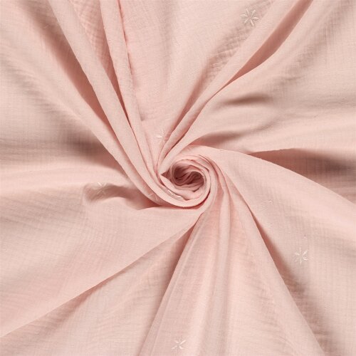 Musselin Bestickte Blümchen - hellrosa