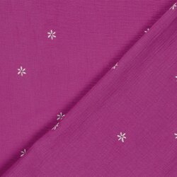 Musselin Bestickte Blümchen - pink