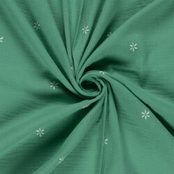Musselin Bestickte Blümchen - smaragdgrün