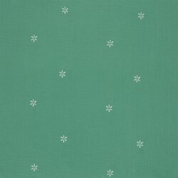 Musselin Bestickte Blümchen - smaragdgrün