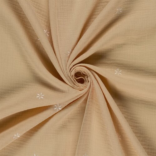 Musselin Bestickte Blümchen - helllachs