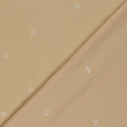 Musselin Bestickte Blümchen - helllachs