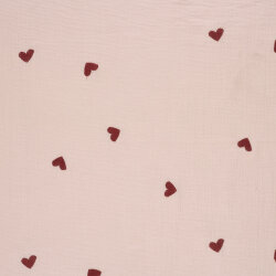 Musselin Bestickte Herzen - softrosa