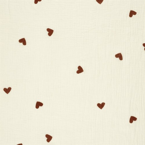 Musselin Bestickte Herzen - creme