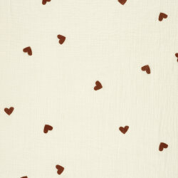 Musselin Bestickte Herzen - creme
