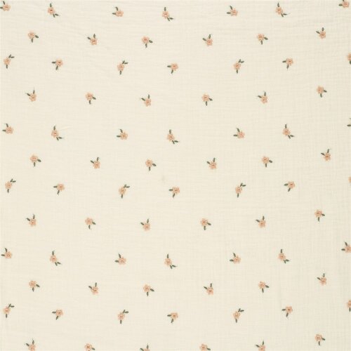 Musselin Bestickte kleine Blüte - creme