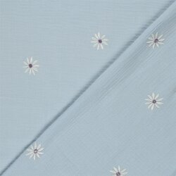 Musselin Bestickte Gänseblümchen - hellblau
