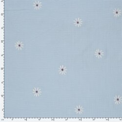 Musselin Bestickte Gänseblümchen - hellblau