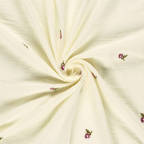 Musselin Bestickte kleine Blume - creme