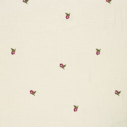 Musselin Bestickte kleine Blume - creme