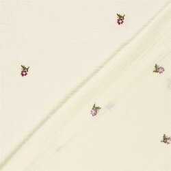 Musselin Bestickte kleine Blume - creme