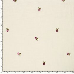 Musselin Bestickte kleine Blume - creme