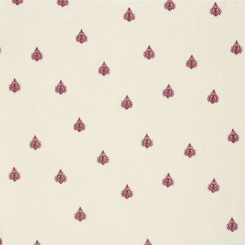 Musselin Bestickt Ornament - creme/pink