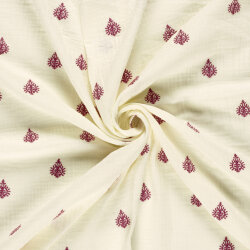 Musselin Bestickt Ornament - creme/pink