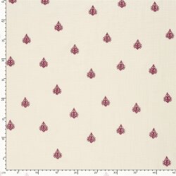 Musselin Bestickt Ornament - creme/pink