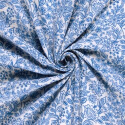Musselin Blumenzauber - creme/indigo