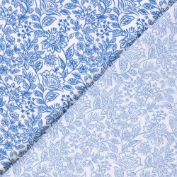 Musselin Blumenzauber - creme/indigo