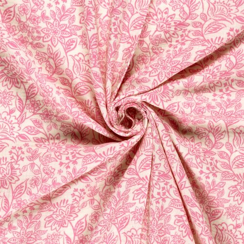 Musselin Blumenzauber - creme/hellink