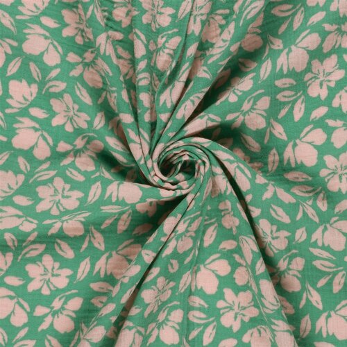 Musselin Blumenwind - hellpetrol