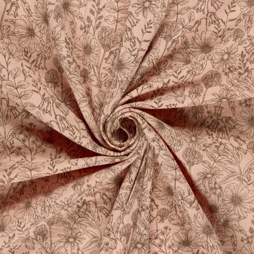 Musselin Blumenwiese - rosa