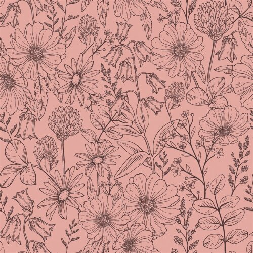 Musselin Blumenwiese - rosa