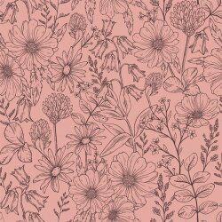 Musselin Blumenwiese - rosa