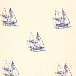 Musselin Segelboote - creme/stahlblau