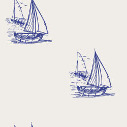 Musselin Segelboote - creme/stahlblau