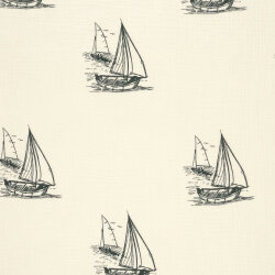 Musselin Segelboote - creme/dunkelblau